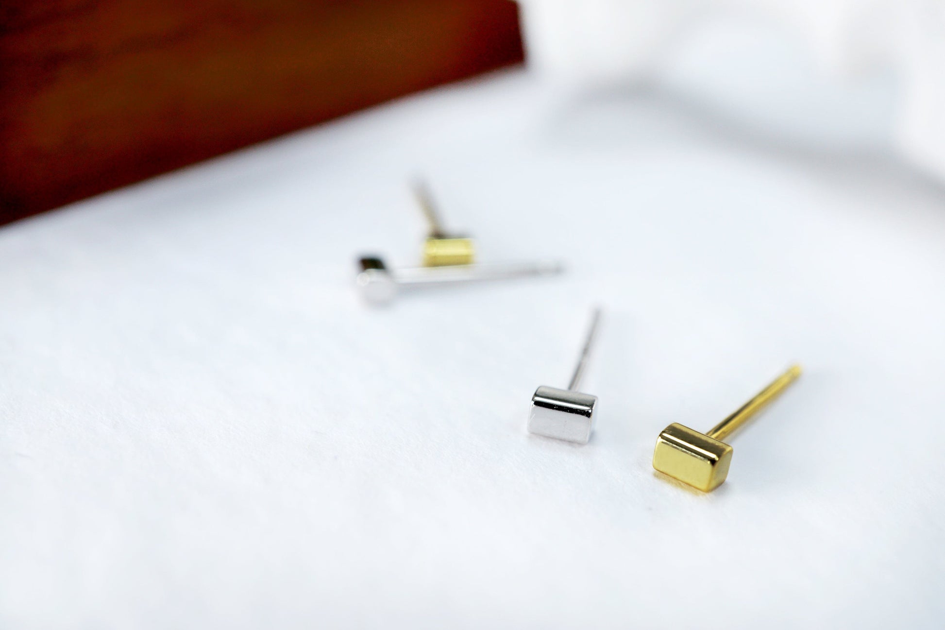 Tiny Gold Rectangle Stud Earrings Tiny Gold Rectangle Stud Earrings