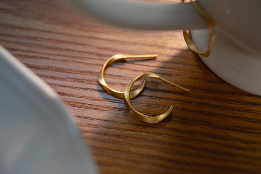 15MM Gold Twisted Huggie Hoop Earrings 15MM Gold Twisted Huggie Hoop Earrings
