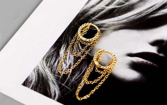 Luna Chain Drop Twist Hoop Earrings