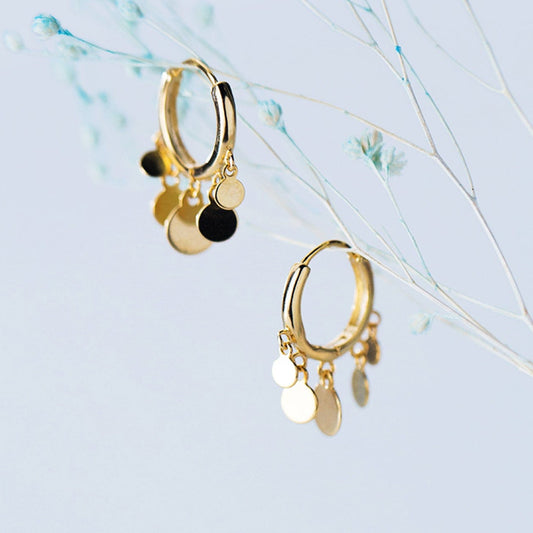 Mini Disc Drop Huggie Hoop Earrings Mini Disc Drop Huggie Hoop Earrings