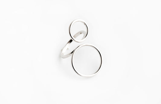 Sterling Silver Double Circle Statement Ring
