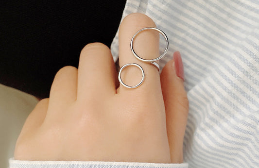 Sterling Silver Double Circle Statement Ring