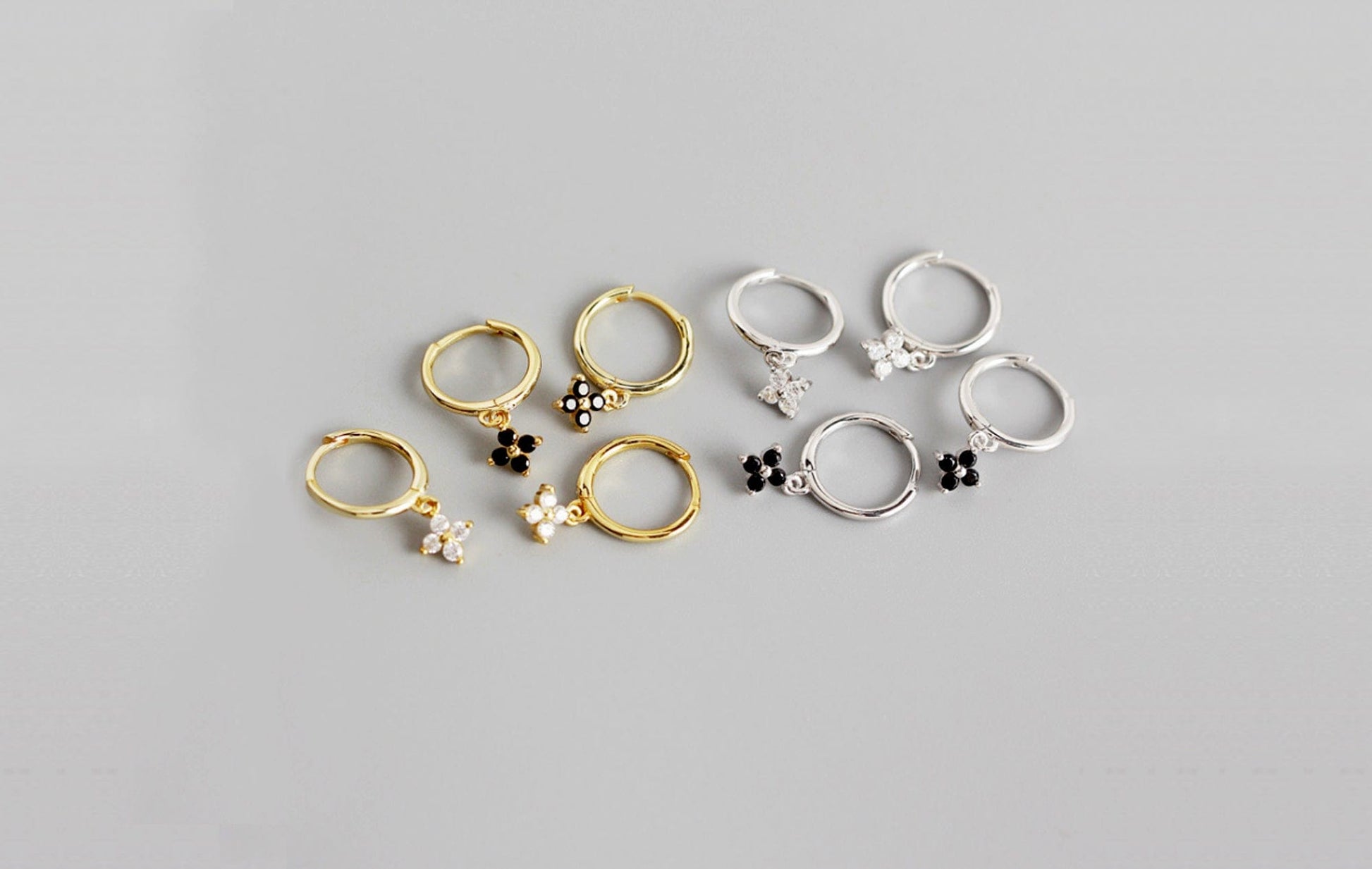 18K Gold Vermeil Four-Leaf Clover Huggie Hoop Earrings 18K Gold Vermeil Four-Leaf Clover Huggie Hoop Earrings