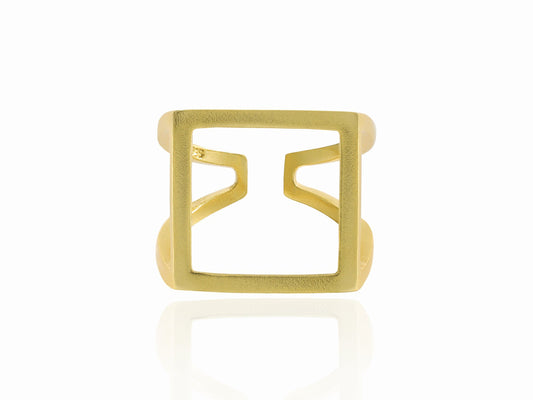 Gold and Silver Chunky Wide Square Ring