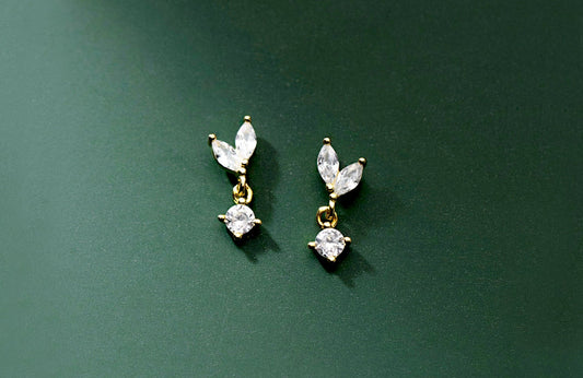 Mini Leaf Dangle Stud Earrings