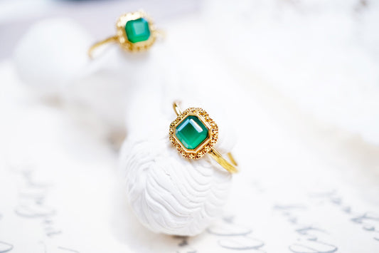 18K Gold Vermeil Asscher Cut Green Onyx Ring 18K Gold Vermeil Asscher Cut Green Onyx Ring
